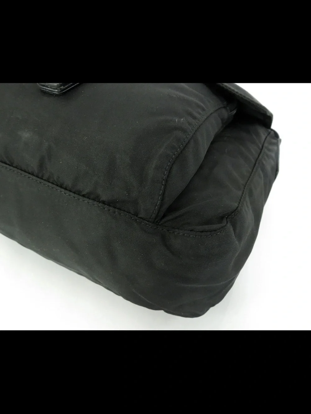 Prada Black Nylon Messenger Bag with Buckle Flap